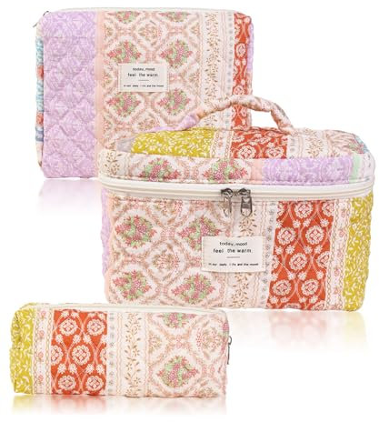 3 Pièces Trousse De Toilette, Grande Trousse De Toilette Trousse De Toilette Femme Trousse Maquillage Trousse Toilette Voyage Trousse Aesthetic Trousse De Toilette Stitch（Style Ethnique