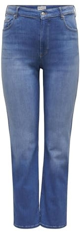 ONLY Carmakoma Carwilly Hw Straight DNM Rea12187 Noos Pantalon pour Femme, Denim Bleu médium, 50W / 32L