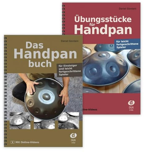 Das Handpanbuch 1 + Übungsstücke für Handpan: (Starterset) mit Online-Videos - Band 1 + Spielbuch (ISBN 9783868493504, 9783868494150) + Soundman Notenheft + 2 Bleistifte