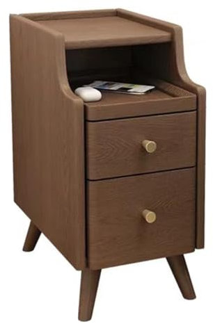 Table de chevet en bois couleur noyer avec étagère extractible, solution de rangement pour chambre à coucher et salon