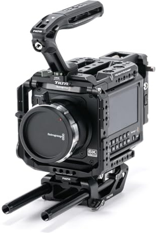 Tilta Camera Cage Compatible with Blackmagic Pyxis 6K Pro Kit - V Mount | V-mount battery plate with 15mm LWS baseplate and NATO top handle for protection, vertical rigging and power