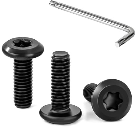 Tunejoy 30 Pezzi Viti a Testa Piatta Torx Nero M4 x 12 mm Vite a Testa Esagonale Bulloni in Acciaio Inox A2 V2A Bulloni per Mobili con Chiavi a T20 Filettatura Completa