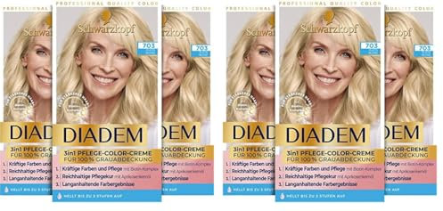 Schwarzkopf Diadem 3 in 1 Pflege-Color-Creme 703 Platin Blond Stufe 3 (3 x 170 ml), permanente Haarfarbe, Haarpflege-Formel für gesund aussehende Ergebnisse, 100% Grauabdeckung (Packung mit 2)