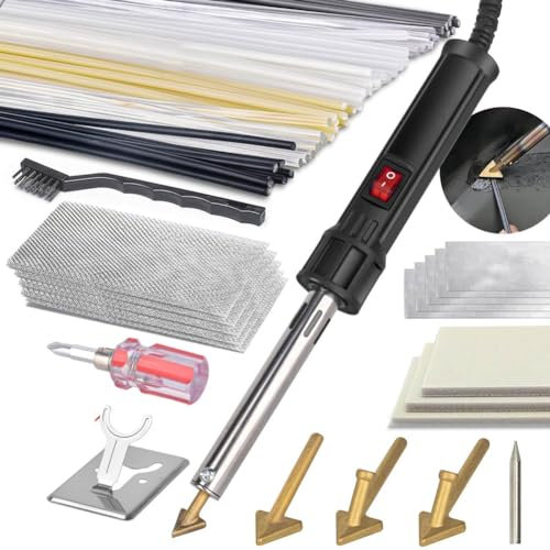 Soldador de PláStico de 150 W, Kit de Soldadura de PláStico, Puntas de Soldadura Kit de Soldador PláStico para Bricolaje, Reparaciones Kayak Parachoques Enchufe de la UE