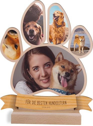 Hund Geschenk personalisiert - Foto Geschenk Holzbild opt. mit Sockel - Hundeliebhaber Geschenke, Tier Deko, Hunde Geburtstagsgeschenk, Hund Geschenke, Hundemama