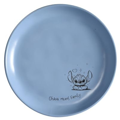Fyrklövern Disney Stitch Piatto da torta 20 cm - Gres porcellanato di alta qualità con stitch, con citazioni originali e tocco fatto a mano