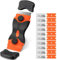 2-in-1 Scraper Tool with 20 Blades (10 Plastic + 10 Metal) - Non-Scratch Paint, Sticker & Burnt Food Remover for Glass, Oven, Tile & More (Orange)