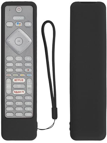 Custodia Protettiva in Silicone Adatto per Philips TV 43PUS7354/12 50PUS7354/12 55PUS7504/12 65PUS8204/12 58PUS7304/12 Telecomando, Durevole e Lavabile - Nero