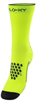 FLOKY S-Mash 2.0 Biomechanische Socken Tennis und Padel, rutschfest, Knöchel- und Achillessehnen-Schutz., neongelb, XS-S