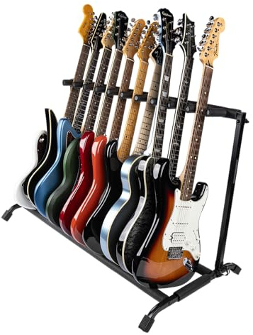 Rok-It RI-GTR-RACK10 Multi-Gitarrenständer mit klappbarem Design, für bis zu 10 elektrische oder akustische Gitarren