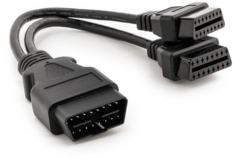 OBD2 Y Kabel 20 cm Verlängerung | 16 Pin OBD II Adapter für Diagnosegeräte | Flexible OBD-Verlängerung zum Schutz der Fahrzeugbuchse | Robustes Verbindungskabel für Auto, LKW, SUV und Werkstatt