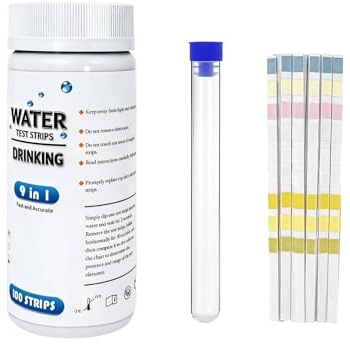 100 Stück 9-in-1 Aquarium Teststreifen, Wassertestkit zur Prüfung von pH-Wert, Härte, Nitrit, Restchlor, Kupfer, Carbonat, Eisen, Gesamtsäuregrad, Nitrat, für Fischbecken Pool Teich Trinkwasser