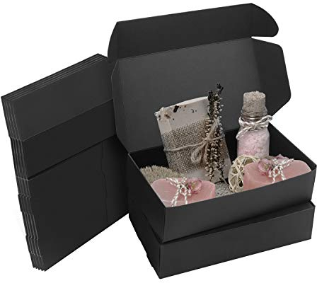 Kurtzy Karton Geschenkboxen Schwarz (50 Stk) – Schachteln 19x 11 x 4,5cm Pappschachteln mit Deckel – Kraftpapier Geschenk Box Rechteckig zum Selber Aufbauen für Geschenke, Hochzeit, Party, Weihnachten