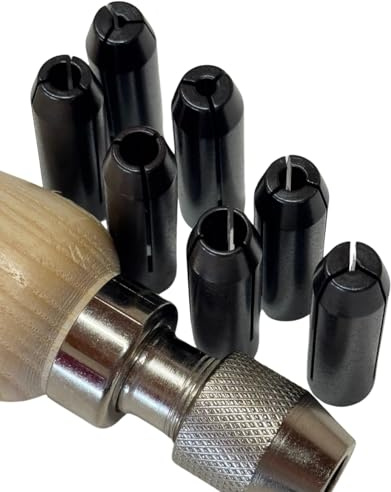 Proops Setting Tube Holder/Pin Vice Vise Set with Wood Handle and 7 Collets, 1/32 to 1/4 (M9273). Free UK Postage.