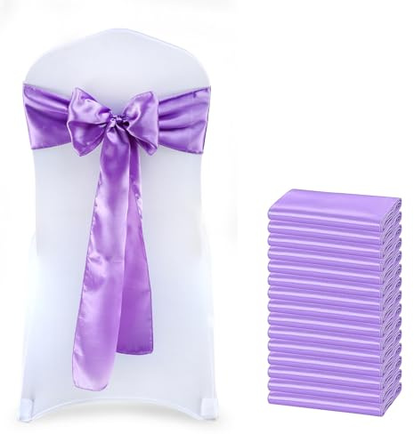 VDS Satin Chair Sashes Chair Cover Back Tie Sateen Bows Ribbon for Wedding Birthday Graduation Engagement Ceremony Event Party Banquet Venue Hotel All Dining Chair Decoration (10PC) (Lavender)