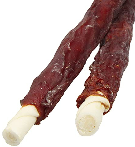 Schecker Kauknochen - Antos Hundesnack - Kaustangen XL mit Ente - aus Büffelhaut mit richtig viel Filetfleisch
