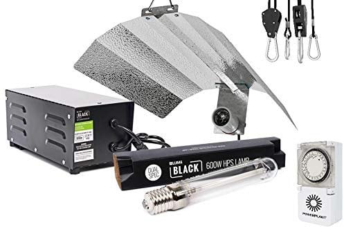 LUMII SALE 600w Ballast Grow Light Kit Hydroponics Black 600w Bulb HPS Dual Spec (600W + Hangers + Heavy Duty Timer)