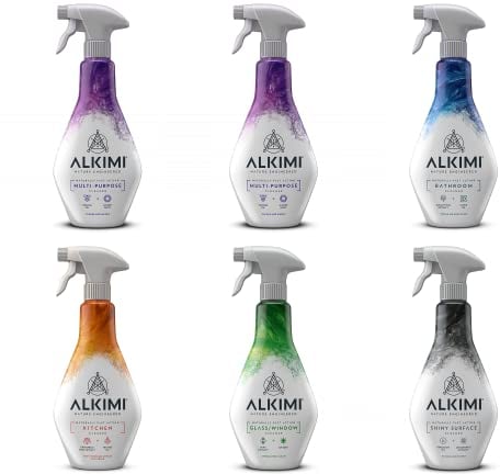 ALKIMI Home Essentials Cleaning Products, Pack of 6 – Multipurpose, Kitchen, Bathroom, Glass & Surface Cleaner Sprays – Natural Household Supplies Antibacterial Cleaning Sprays