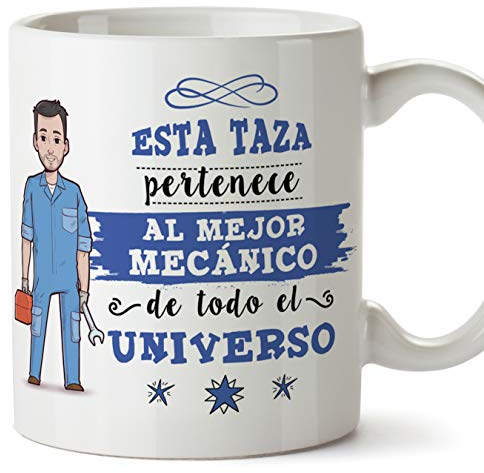 MUGFFINS Mecánico Tazas Originales de café y Desayuno para Regalar a Trabajadores Profesionales - Esta Taza Pertenece al Mejor Mecánico del Universo - Cerámica 350 ml