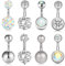 Incaton 6mm Bauchnabelpiercing 14G Nabelpiercing Ring Banane Piercing mit Kristall Kugeln Piercing Schmuck Set aus Chirurgenstahl Silber 8stk
