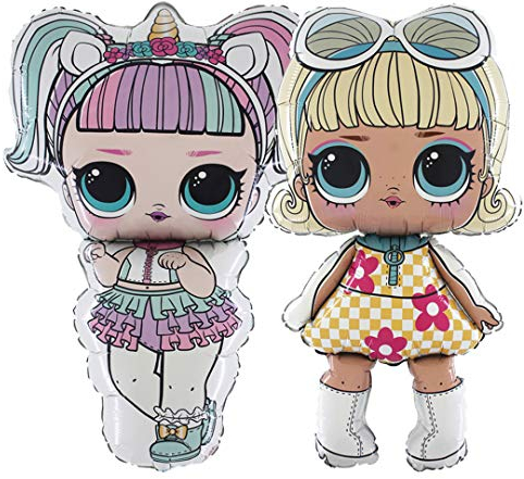 2er Set LOL Surprise Doll Unicorn und Go Go Girl Luftballons Folienballon geeignet für Helium Geburtstagsdeko Party Dekoration Geburtstag deko Luftballon
