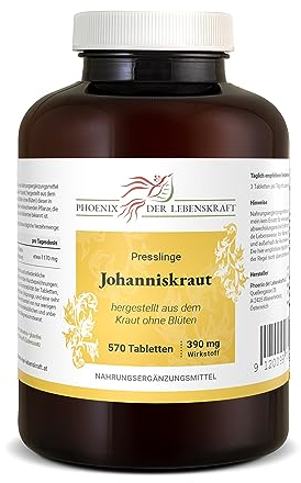 Johanniskraut Tabletten 390mg | 570 Tabletten Hypericum perforatum | Top Premium Qualität aus Österreich | Vegane Tabletten statt Kapseln ohne Zusatzstoffe | Echtes Johanniskraut, Herrgottsblut