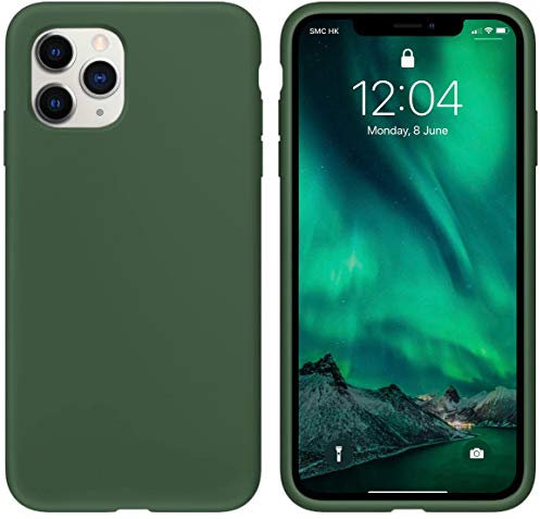 IceSword Compatible with iPhone 11 Pro Case - Thin Liquid Silicone, Soft Silk Matte Pure, Gel Rubber Full Body, Cool Protective Shockproof Cover 5.8 - Dark Green