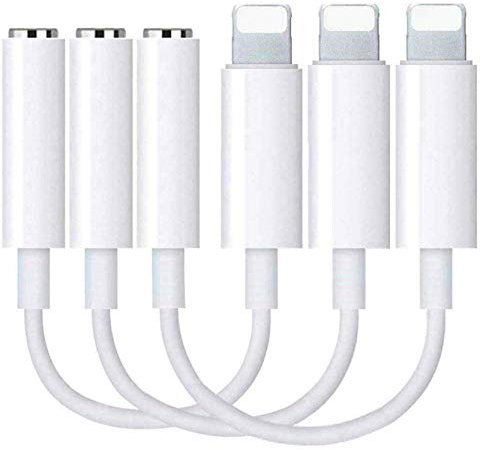 3 Pack Lightning to 3.5 mm Headphone Jack Adapter, Apple MFi Certified iPhone Audio Dongle Cable Earphones Headphones Converter Compatible with iPhone 11/11 Pro/11 Pro Max/SE/X XR XS XS Max 8 7