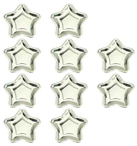 EXCEART 10Pcs Christmas Paper Plates Star Foil Paper Party Dishes Pentagram Disposable Paper Trays for Appetizers Dessert Birthday Party Supplies (Golden)