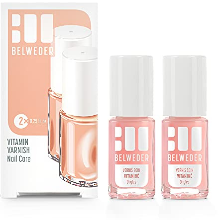 BELWEDER - Nagelpflege Nagellack mit Vitamin E 2 x 7,5ml - Nagelpflege für Geschwächte und Trockene Nägel - Halbtransparent Nagellack für Brüchige Nägel Angereichert mit Panthenol und Calcium