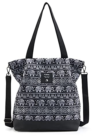 KALIDI Groß Damen Umhängetasche/Handtasche Canvas Tasche Schultertasche Totepack Shopper Casual Hobo Bag Crossbody Bag für Schule Büro Arbeit Reisen Ausflug Einkauf,elep