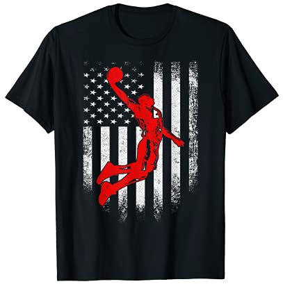 Vintage USA Amerikanische Flagge Basketball Spieler Team Distressed T-Shirt