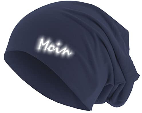 Stylischer Jersey Beanie aus Baumwolle mit reflektierendem Moin Druck Perfekt für Nordlichter, ideal für Freizeit und Sport, Unisex, vielseitig tragbar Navy XS/S