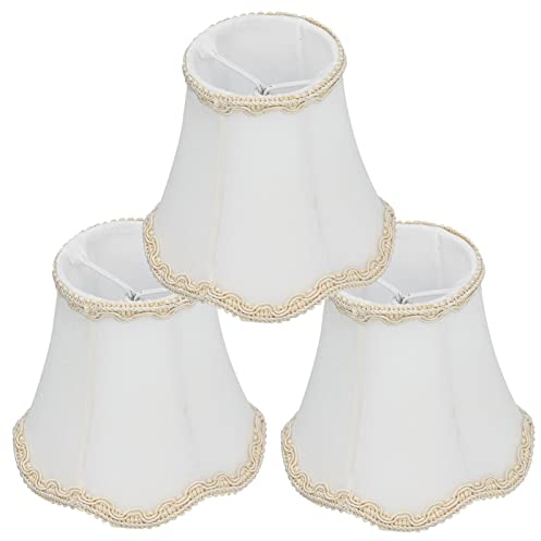 Cyrank 3 Stück Weiß Kleine Lampenschirm E14 Kerzenbirnen Für Pendellampe Wandleuchte Hängelampe Barrel Lampenschirm, Modern Europäischer Clip on Lampshades Für Kronleuchter Tischlampe