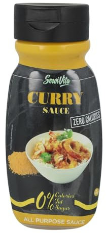Servi vita Salsa Curry. Zero calorie, Zero grassi, Zero zucchero, Senza glutine. Formato da 320ml.