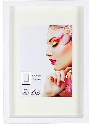 IDEAL TREND 3D Objektrahmen Holz Bilderrahmen Shirt Trikot Wanddeko Rahmen Collage Poster S223: Farbe: Weiß | Format: 20x30