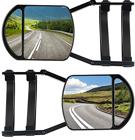 Lifronkit Universal Clip-on Towing Mirrors Extension Towing Mirror 360 Degree Rotation Adjustable Dual View Tow Mirror for Vehicle Car Truck Trailer, 2 Pieces