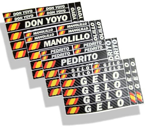 PEGATINAS PERSONALIZADAS Adhesivas Efecto Fibra Carbono con bandera de España para moto, coche, bicicleta, patinete electrico, pala de padel. ordenador, tuning. Texto en Blanco brillo con relieve.