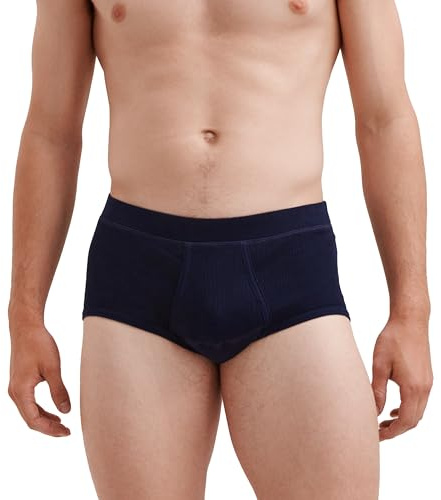 DILLING Men's Classic Cotton Rib Briefs Navy L