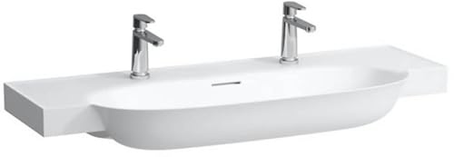 LAUFEN The New Classic Waschtisch, unterbaufähig, mit Überlauf, 2 Hahnlöcher, 1200x480mm, H8138584001071, Farbe: Weiß mit LCC