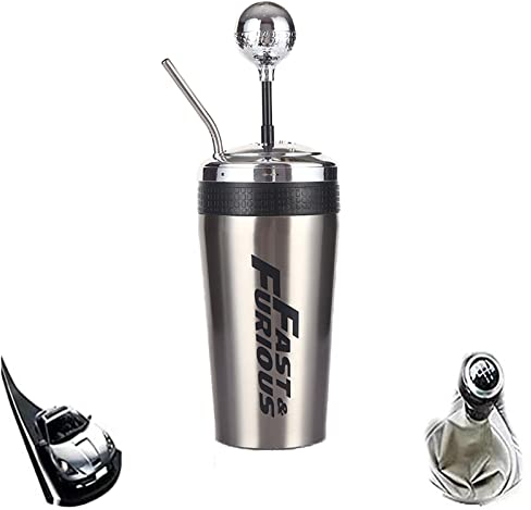 GYORI Vaso De Agua Fast and Furious 10- Vasos Estilo Palanca De Cambios con Pajita Y Tapa,Vaso De Agua Fast and Furious 9, 500 Ml De Gran Capacidad, FanáTicos del Cine