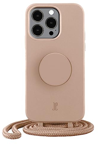 PopSockets x Just Elegance iPhone Hülle - Necklace Case - Handyhülle kompatibel mit iPhone 14 Pro Max 6,1 - iPhone Schutzhülle mit Abnehmbarer Kordel und PopGrip Fingerhalter (Zartes Apricot)