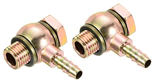 PATIKIL 2 Stück Schlauch Stachel Anschluss Ellenbogen 8mm M14x1.5 Außengewinde Kohlenstoffstahl Rohr Adapter Anschlüsse Ersatz für Luft Wasser Heizöl Goldton