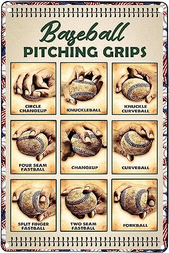 Baseball Pitching Grips Retro Metallschild Blechschild Retro Kunstdruck Poster Dekoration Bar Cafe Club Wandschild 20,3 x 30,5 cm Retro Metallschild Blechschild Retro Kunstdruck Poster