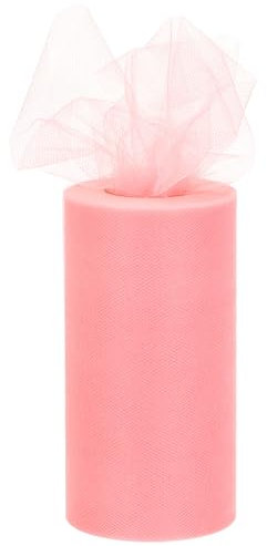 sourcing map Rouleau de ruban de tulle pastel de 15,2 cm x 45,2 m pour emballage cadeau, Noël, mariage, loisirs créatifs, rose poudré