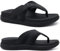 COFACE Mens Flip Flops with Arch Support Comfortable Leather Beach Sandals for Men Orthopedic Thick Cuhsion Adjustable Man Flip-flop Outdoor Size 11 Black