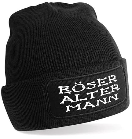 Beanie Strickmütze mit Spruch | Böser Alter Mann | schwarz | Unisex SoftTouch angenehm weiche und warme Wintermütze | OneSize Einheitsgröße für Erwachsene