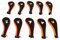 Topyond 10-Piece Golf Iron Head Cover Set with Zipper - Protective Headcovers That Fit Most Clubs(Black cloth + orange zipper)