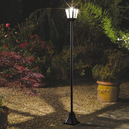 Solar Powered Victorian Style Lamp Post - 100 Lumen Weather Resistant Outdoor Garden LED Light with 365 Day Illumination for Patio, Decking, Border, Pathway, Entrance, Yard - H170 x 18cm Diameter