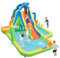 GOPLUS Hüpfburg, Aufblasbar Wasserpark mit Wasserrutsche, Kletterwand, Wasserpistolen, Basketballwurf, Ballwurf, Bouncy Castle Elefant für Kinder 3-10 Jahre, 469 x 378 x 250 cm (Elefant, Ohne Gebläse)